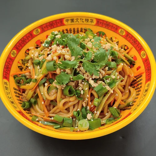 42. Ma Jiang Noodles - Mixed noodles with vegetables - Sesame sauce flavor - Vegetarian 麻酱拌面 - 素